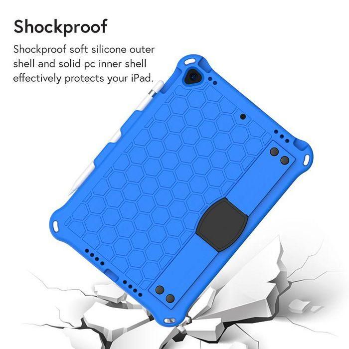eSTUFF Funda Protectora HONEYCOMB EVA Antigolpes para Apple iPad Air 10.5, iPad Pro 10.5, iPad 10.2 con Asa, Soporte y Correa de Hombro, Azul 2