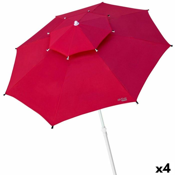 Sombrilla Aktive Rojo Metal Fibra de Vidrio 280 x 261 x 280 cm (4 Unidades) Sombrilla Aktive Rojo Metal Fibra de Vidrio 280 x 261 x 280 cm (4 Unidades)