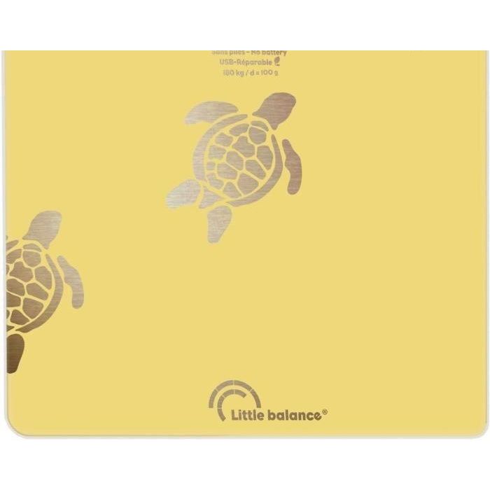 Little Balance LIT3760240787310 Báscula personal Reparable por USB 180 kg / 100 g Diseño Tortugas de arena metálicas Amarillo