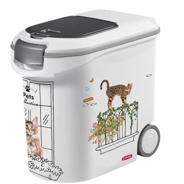 Contenedor de croquetas CURVER - 35L/12 kg - PETS COLLECTION - Para gatos Contenedor de croquetas CURVER - 35L/12 kg - PETS COLLECTION - Para gatos