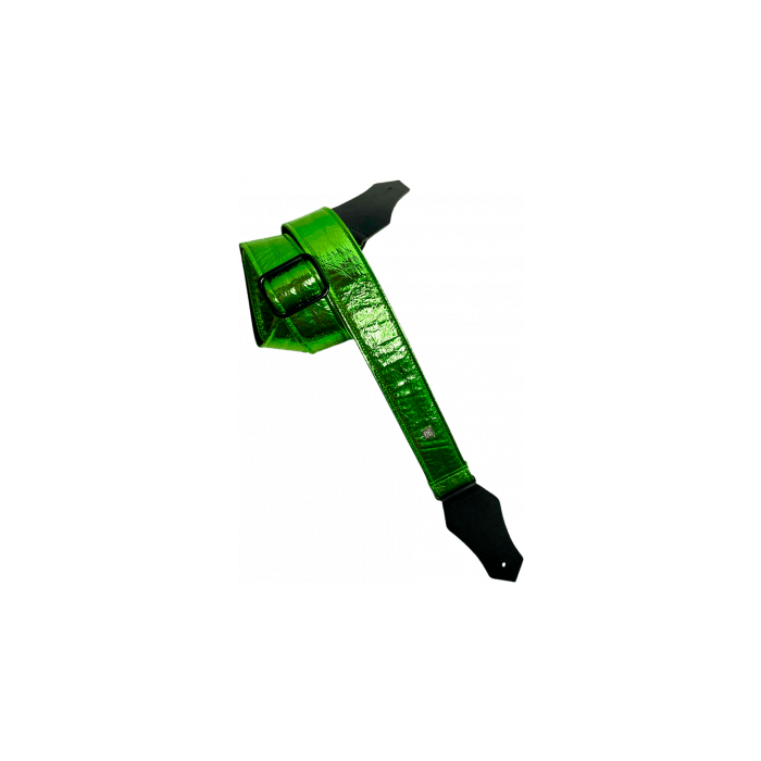 GETM Correa Guitarra Bajo Distressed Vernice Green Polipiel Nailon Piel Ajustable hasta 165cm