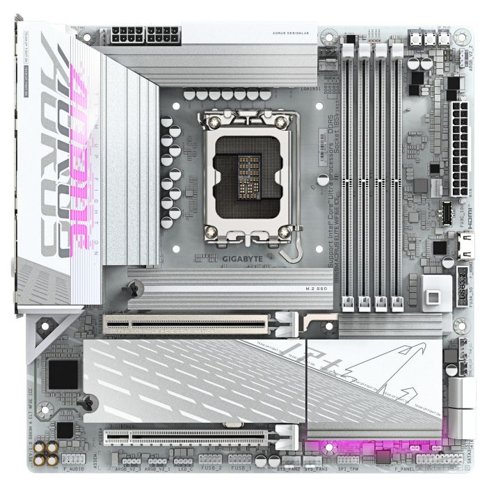 Gigabyte B860M AORUS ELITE WF6E ICE Placa base Intel B860 LGA 1851 DDR5 Wi-Fi 6E Micro ATX