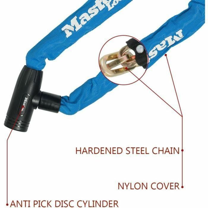 MASTER LOCK Candado de cadena para bicicleta [Llave] [Cadena de 90 cm] [Azul] 8391EURDPROCOLB 3