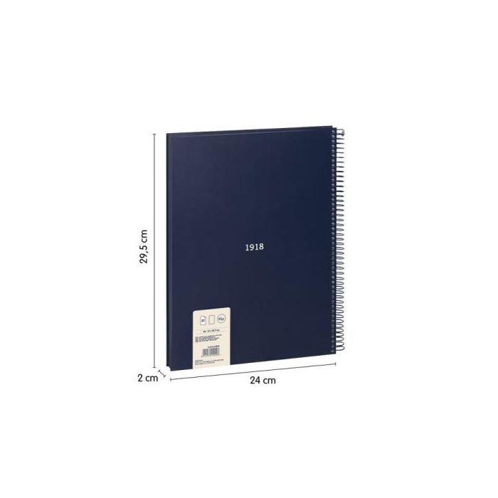Cuaderno A4 con Espiral y Tapa Dura, 80 Hojas Blancas de 95 Gr/M, Colección 430 Since 1918, Azul Milan 57141E80B 2 Cuaderno A4 con Espiral y Tapa Dura, 80 Hojas Blancas de 95 Gr/M, Colección 430 Since 1918, Azul Milan 57141E80B 2