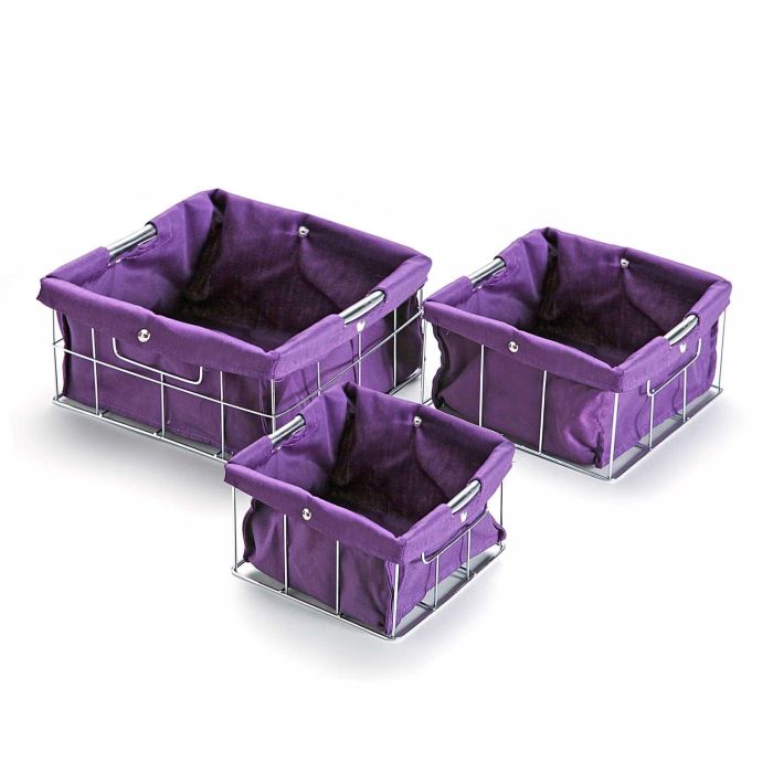 Set 3 Cestas Cuadradas Violeta Versa 26X12CM Set 3 Cestas Cuadradas Violeta Versa 26X12CM