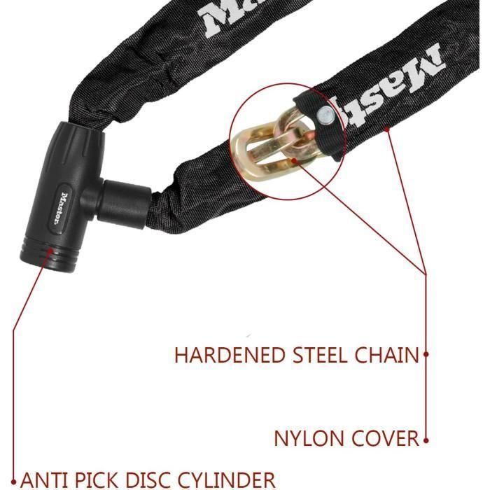 Master Lock 8391DPRO Cadena para candado de bicicleta, 90 cm de largo, Acero cementado resistente al corte y aserrado 2