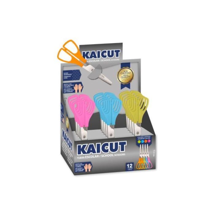 Alpino Tijeras Escolares Kaicut Acero Inoxidable 130mm, Filo de Alta Calidad, Diseño Ergonómico Niños, Zurdos/Diestros, Colores Surtidos (Pack 25) (25 Unidades)