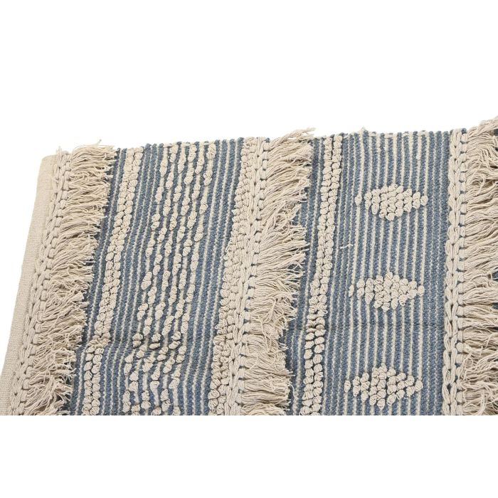DKD Home Decor Alfombra Boho 100% Algodón Azul Blanco 160 cm x 230 cm con 2 cm Grosor | Colección Ambiente Textil 1