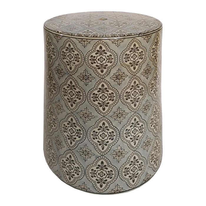 DKD Home Decor Mesita Auxiliar Árabe de Porcelana Hecha a Mano Beige Azul Colección Azima 32.5 x 42 x 32.5 cm