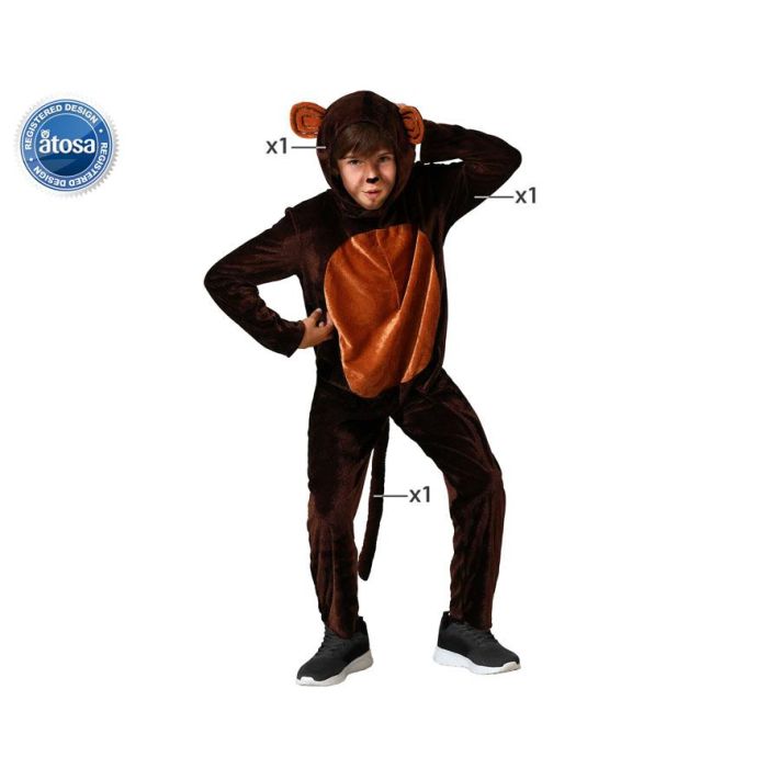 Disfraz Mono Infantil Unisex Marrón para Niños de 3-4 Años, Temática Animales de la Selva, 2 Piezas: Capucha y Mono de Poliéster 0 Disfraz Mono Infantil Unisex Marrón para Niños de 3-4 Años, Temática Animales de la Selva, 2 Piezas: Capucha y Mono de Poliéster 0