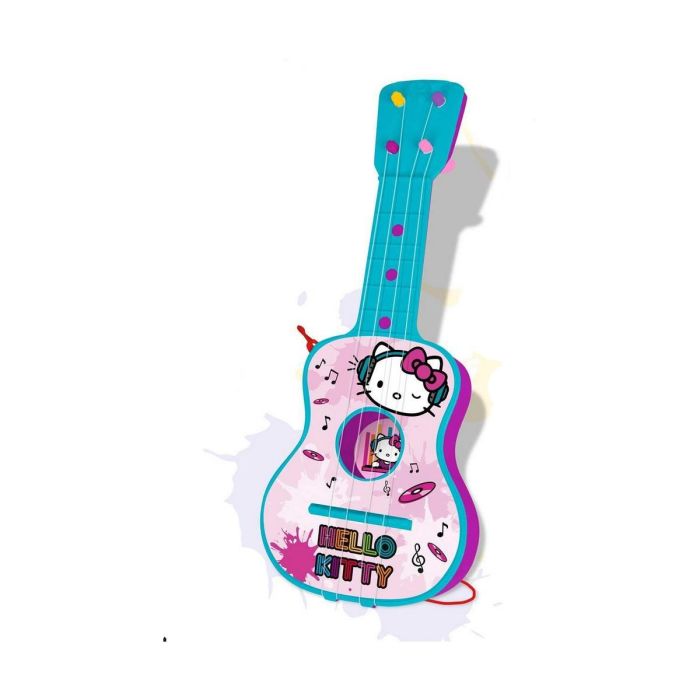 Guitarra 4 cuerdas, en estuche hello kitty