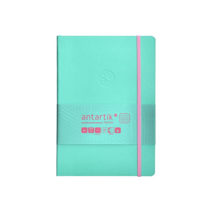 Cuaderno Con Gomilla Antartik Notes Tapa Blanda A5 Hojas Cuadricula Rosa Y Turquesa 80 Hojas 80 gr Fsc 1