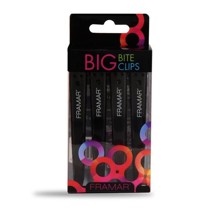 Framar Big Bite Clips Súper Fuertes con Mordida Grande y Borde Dentado para Todo Tipo de Cabello, Pack 4 Unidades 1 Framar Big Bite Clips Súper Fuertes con Mordida Grande y Borde Dentado para Todo Tipo de Cabello, Pack 4 Unidades 1