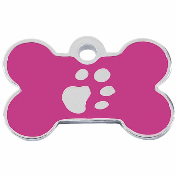 Placa identificativa para collar Imarc Bone Rosa Plata 1