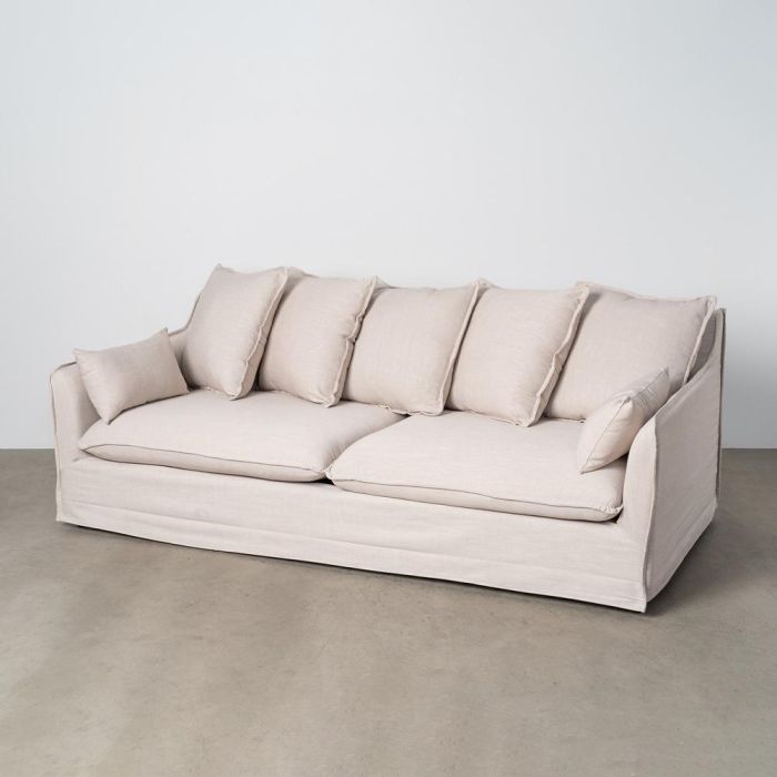 Sofá 3 Plazas Beige Dm-Tejido Salón 212 X 104 X 76 cm