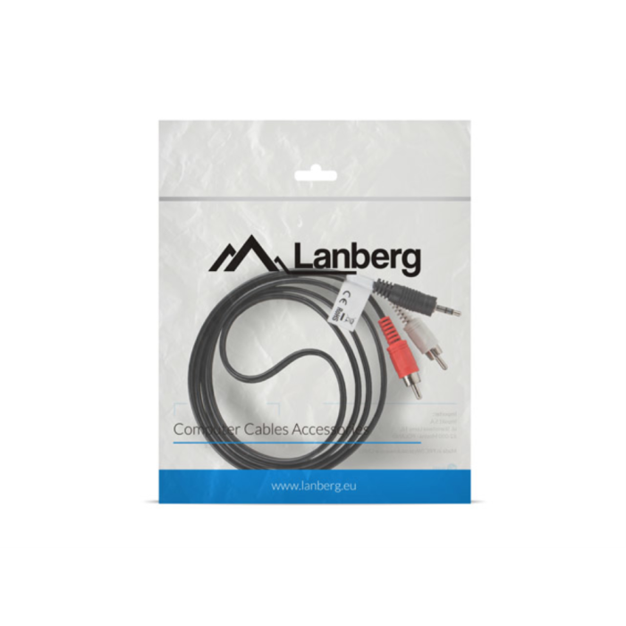 Lanberg Cable Audio Estereo Mini Jack 3.5 mm Macho a 2x RCA (Chinch) Macho 1.5m Negro