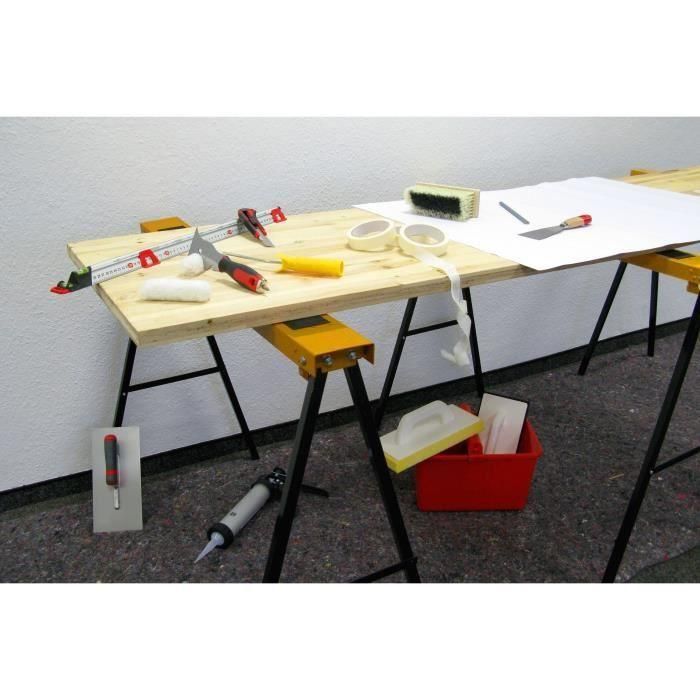 Meister Caballete Plegable de Metal con Superficie Antideslizante 1000 mm Ancho, 100 kg Carga y Asa de Transporte, 780 mm Alto 2