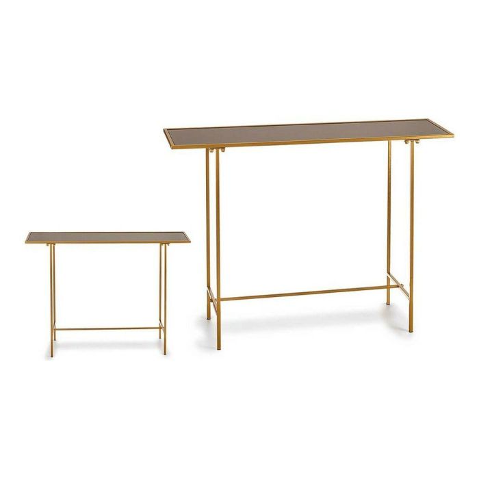 Mesa auxiliar Negro Dorado Cristal Metal (33 x 77 x 110 cm) 1 Mesa auxiliar Negro Dorado Cristal Metal (33 x 77 x 110 cm) 1