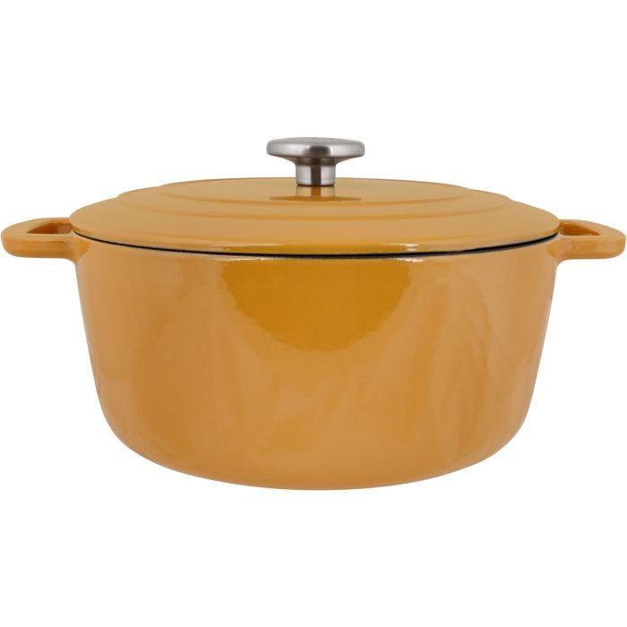 Fontestic COS5401110056904 Cacerola con Tapa de Hierro Fundido Esmaltado Ø28 cm 6,15 L Ámbar, Apta para Inducción
