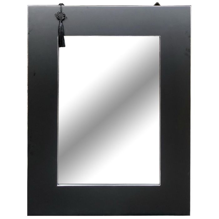 DKD Home Decor Espejo Oriental Negro Airi de Cristal y MDF 90x70x2 cm con Superficie de Espejo 46x66 cm