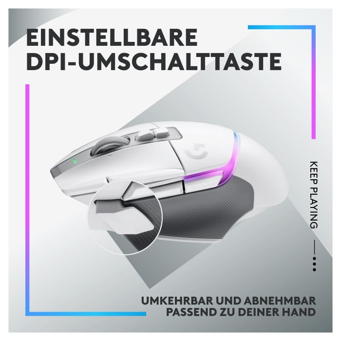 Logitech G502 X Plus Ratón Inalámbrico Óptico Blanco 25600 DPI RGB LIGHTSPEED HERO 25K 5