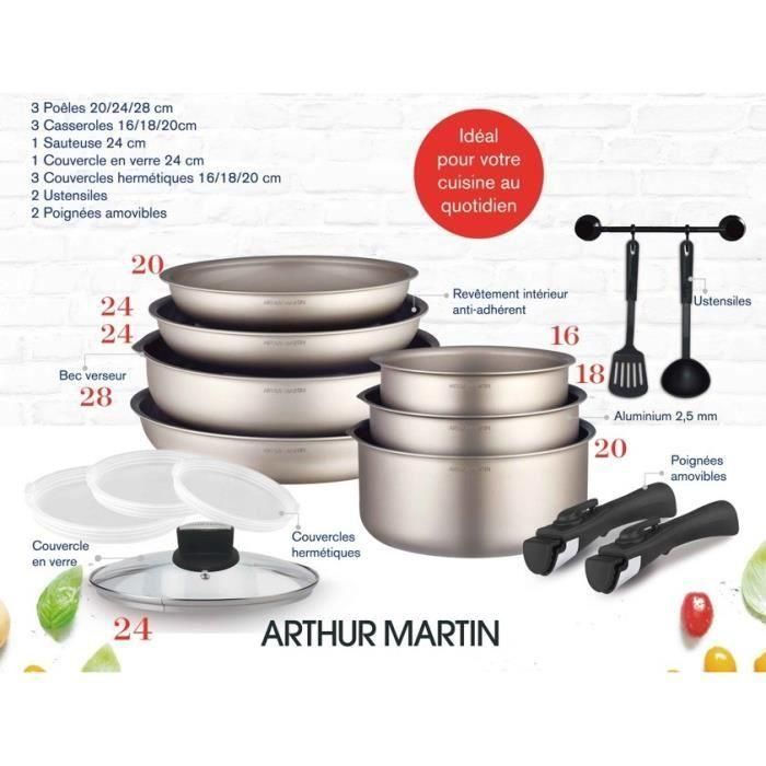 Batería de cocción Arthur Martin AM133CH 15 piezas - Aluminio - Manija extraíble - Todas las luces, incluida la inducción 1