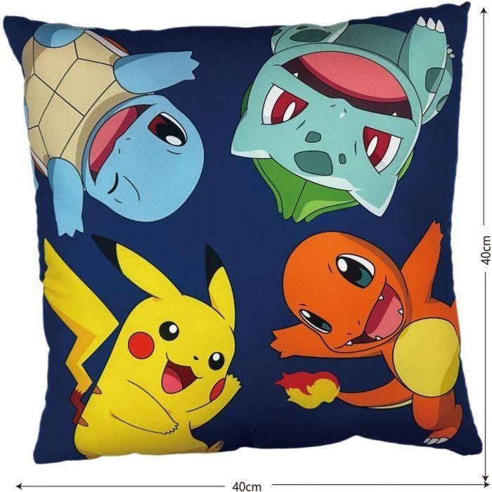 Pokemon POK3700891712866 Cojín de Doble Cara Cuadrado Poké-Ball y Starter - Microfibra - 40 x 40 cm 2