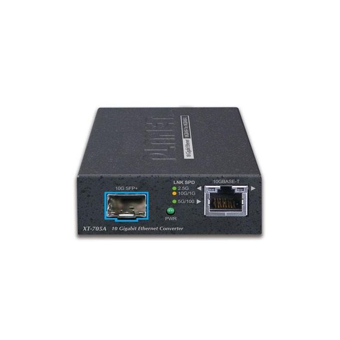 Planet XT-705A Convertidor de Medios Cobre a Fibra SFP+ 10G/5G/2.5G/1G/100M Ethernet Extensión de Red hasta 60km 1