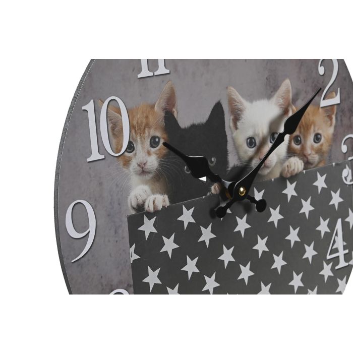 DKD Home Decor Reloj de Pared Shabby Multicolor Gatitos MDF 34 x 34 x 4 cm (3 Unidades) 1 DKD Home Decor Reloj de Pared Shabby Multicolor Gatitos MDF 34 x 34 x 4 cm (3 Unidades) 1