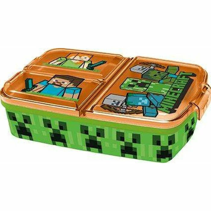 Sandwichera minecraft con multiples compartimentos 18x15.50x7.50 cm