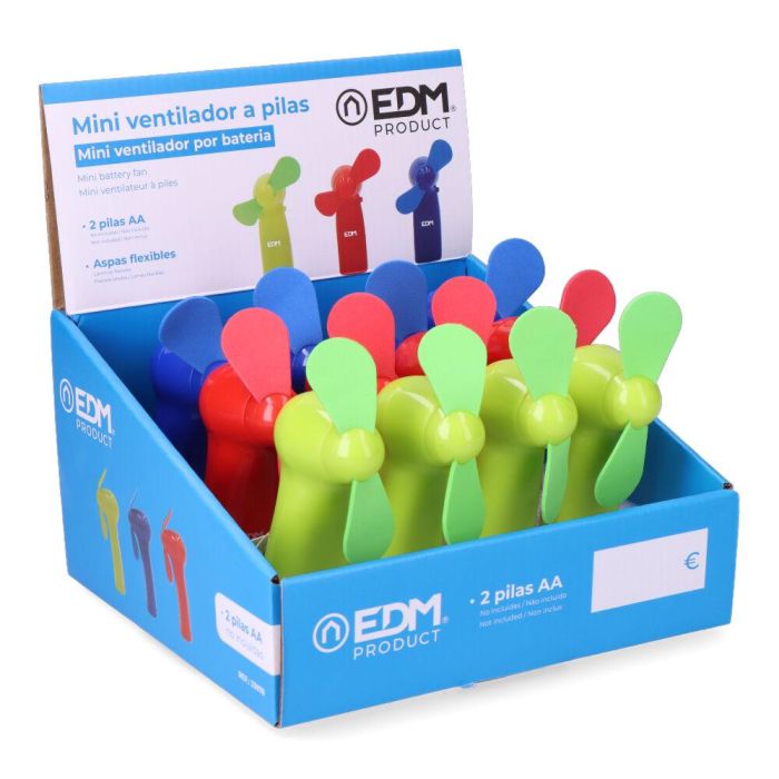 Edm Ventilador a pilas Funny Colors, de mano, 2 pilas AA (no incluidas), colores surtidos, Ø 9 cm 4