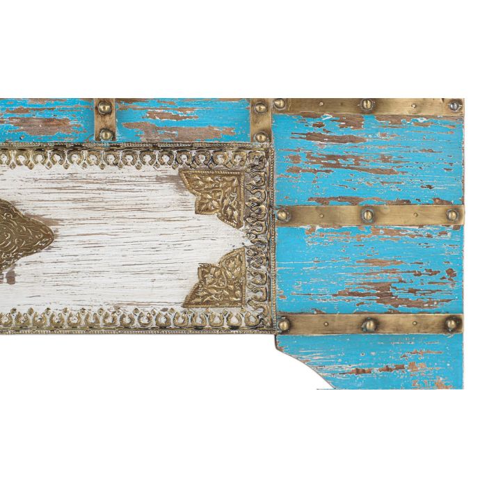 GINER Y COLOMER Mesa de Centro de Madera de Mango Azul y Blanco Envejecido 150 cm 4