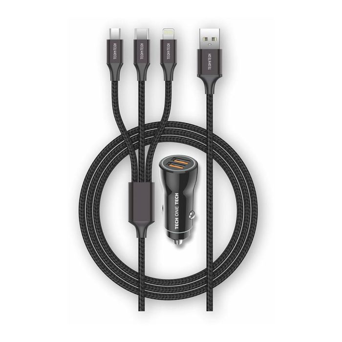 Cargador de Coche USB Universal + Cable Tech One Tech TEC2810 Doble USB x 2 1