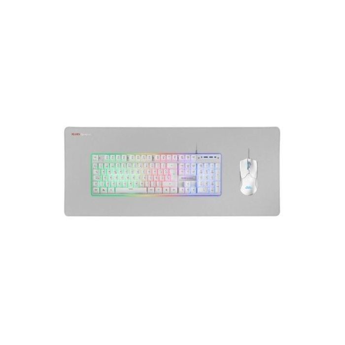 Mars Gaming Kit Teclado + Ratón MCPXWES RGB Blanco - Teclado Híbrido H-MECH, Ratón 10K DPI, Alfombrilla XXL 3