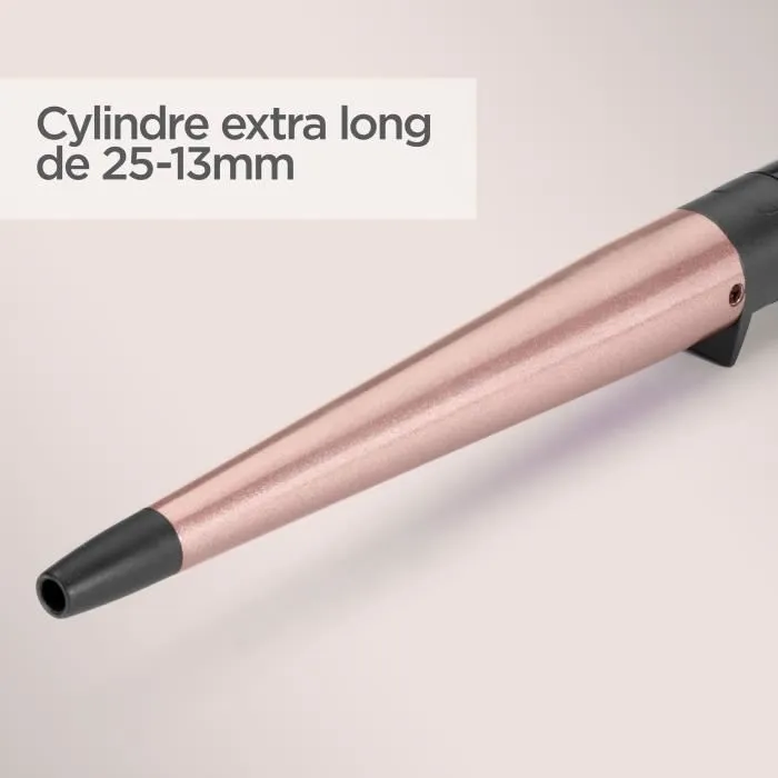 Babyliss C454E Varita Cónica Rizadora de Pelo con Barril Cónico de Cerámica-Cuarzo 25-13 mm 1
