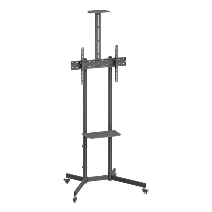 AISENS FT70TE-335 Soporte de Suelo con Ruedas para TV/Monitor, Bandeja DVD y Soporte Cámara, 37-70", 45kg, VESA 600x400, Negro