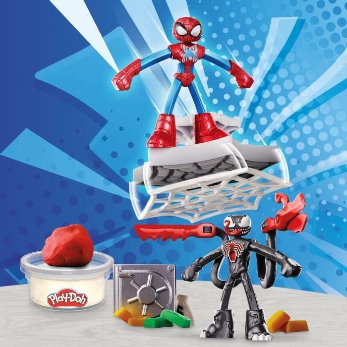 Set Play-Doh Spider-Man, Slash Attack con 2 figuras flexibles, 7 accesorios y plastilina, 4 años, Marvel 3