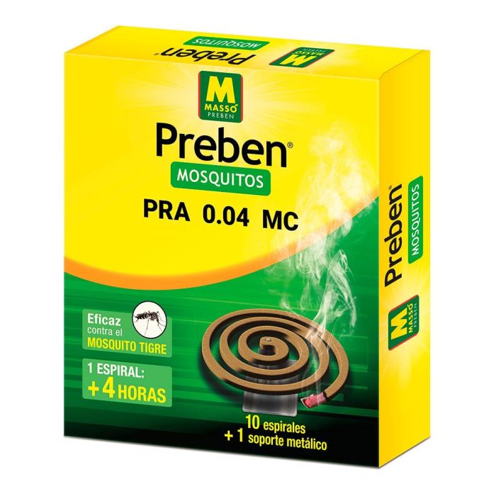 Massó Espiral anti-mosquitos Preben 231453, protege 15m² con praletrina, menos monóxido de carbono 0 Massó Espiral anti-mosquitos Preben 231453, protege 15m² con praletrina, menos monóxido de carbono 0