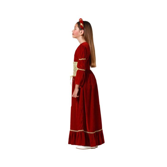 Disfraz Reina Medieval Rojo Vestido Con Diadema Niña 5-6 Años