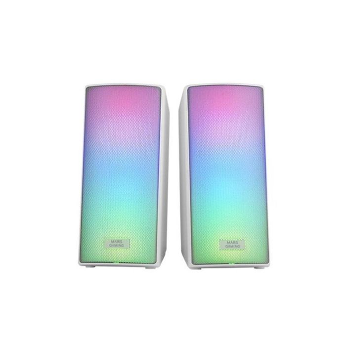 Mars gaming Altavoces 2.0 MSRGB2 Bluetooth 5.3, Iluminación RGB Full Mesh, 15W, Blanco