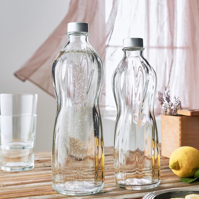 Bormioli Rocco Aqua Botella de Vidrio 0,75 cL (6 Unidades) con Relieve, Fabricada en Italia 1