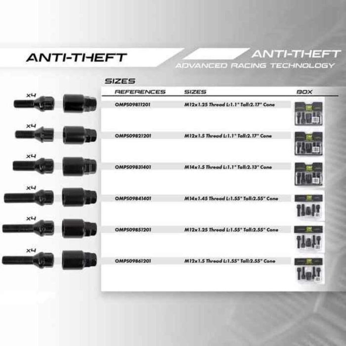 Kit de tornillos OMP OMPS09521201 M12 x 1,50 4 uds 4