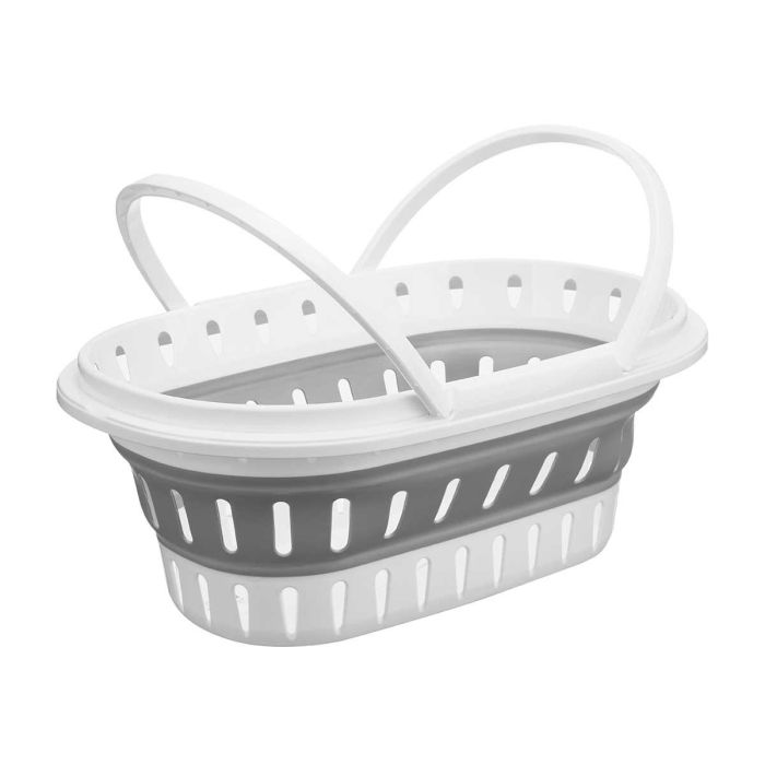 Cesto Oval Plegable con Asas - Arte Regal, 38x8x1.1 cm, Blanco/Gris, Plástico (PP/TPR) (6 Unidades) 1 Cesto Oval Plegable con Asas - Arte Regal, 38x8x1.1 cm, Blanco/Gris, Plástico (PP/TPR) (6 Unidades) 1