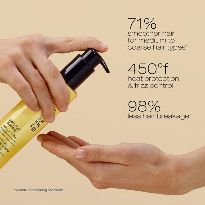 Shu Uemura Essence Absolue Aceite en Crema Nutritiva para Cabello Seco, Tratamiento Hidratante y Antiencrespamiento, Protección Térmica 150 ml 4 Shu Uemura Essence Absolue Aceite en Crema Nutritiva para Cabello Seco, Tratamiento Hidratante y Antiencrespamiento, Protección Térmica 150 ml 4