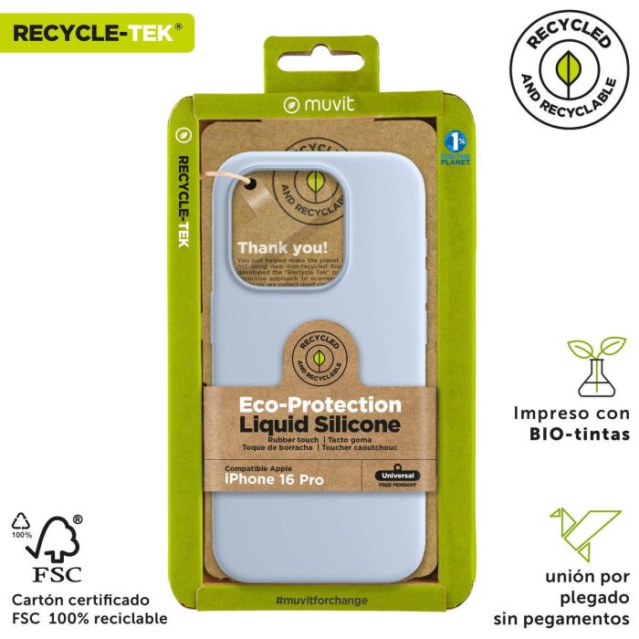 Muvit Funda Recycletek Liquid Silicone para Apple - Eco Sostenible, Certificada GRS, Textura Suave, Antihuellas, Forro Microfibra 2 Muvit Funda Recycletek Liquid Silicone para Apple - Eco Sostenible, Certificada GRS, Textura Suave, Antihuellas, Forro Microfibra 2