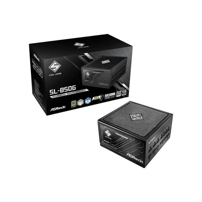 FUENTE ALIMENTACION ASROCK SL-850G,PSU,850W,80 PLUS GOLD,135MM,MODULAR,PCI-E 5.1 (12+4pin)x1,PCI-E (6+2 pin)x3,SATA (5 pin)x9 FUENTE ALIMENTACION ASROCK SL-850G,PSU,850W,80 PLUS GOLD,135MM,MODULAR,PCI-E 5.1 (12+4pin)x1,PCI-E (6+2 pin)x3,SATA (5 pin)x9