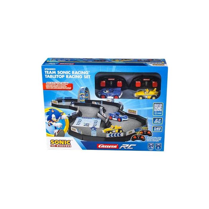 Carrera Pista de Carreras Team Sonic Racing con 2 Coches Radio Control Escala 1:43, 2,4 GHz, Edad 6+ años, Pilas Incluidas 4 Carrera Pista de Carreras Team Sonic Racing con 2 Coches Radio Control Escala 1:43, 2,4 GHz, Edad 6+ años, Pilas Incluidas 4