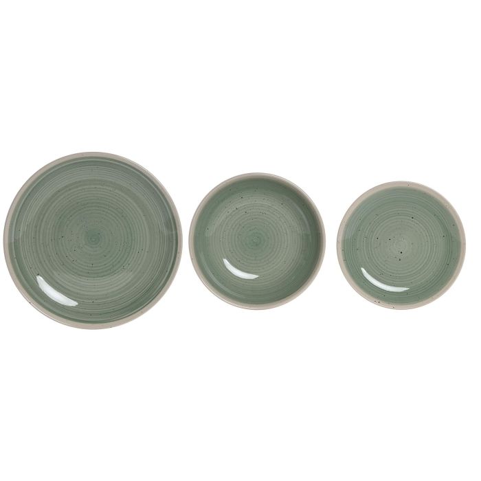 Vajilla Basicos DKD Home Decor Verde Blanco 27 x 3 x 27 cm Set de 18 Vajilla Basicos DKD Home Decor Verde Blanco 27 x 3 x 27 cm Set de 18