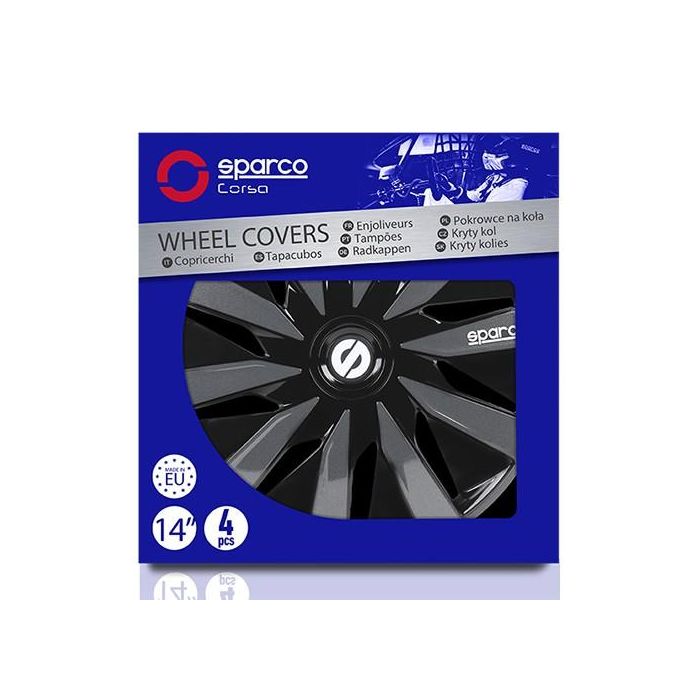Tapacubos Sparco Lazio Negro/Gris 14" (4 uds) 4 Tapacubos Sparco Lazio Negro/Gris 14" (4 uds) 4
