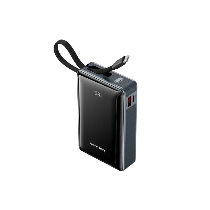 Vention FKDM0 Powerbank 20000mAh con Cable USB-C Integrado Carga Rápida 65W PD PPS USB-A/USB-C Gris
